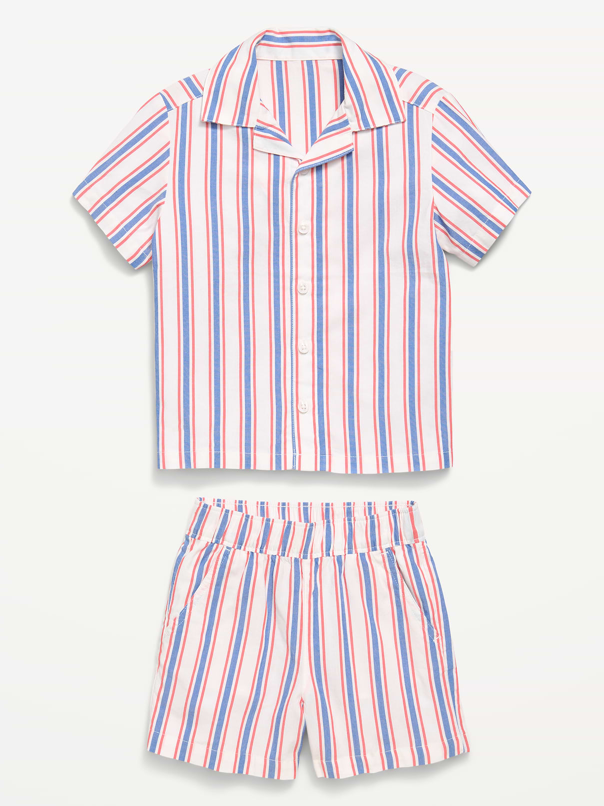 Image number 2 showing, Short-Sleeve Striped Poplin Shirt and Shorts Set for Toddler Boys