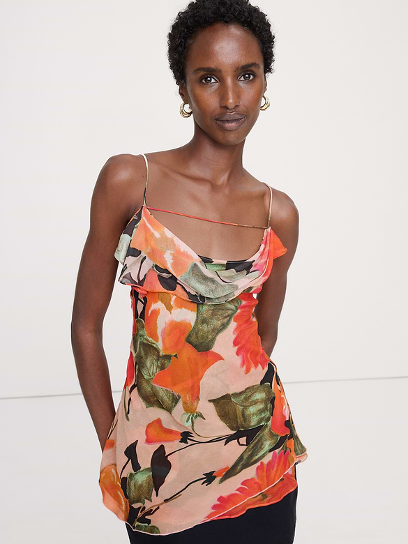 Georgette Cowl-Neck Tank