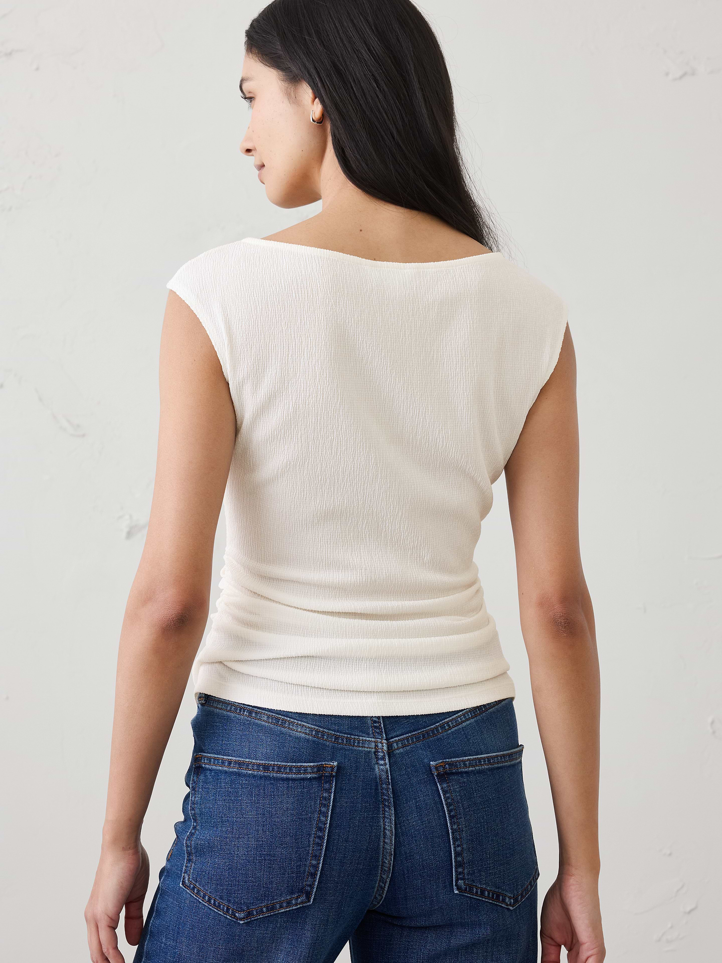 Image number 2 showing, Textured Smocked Ruched Top