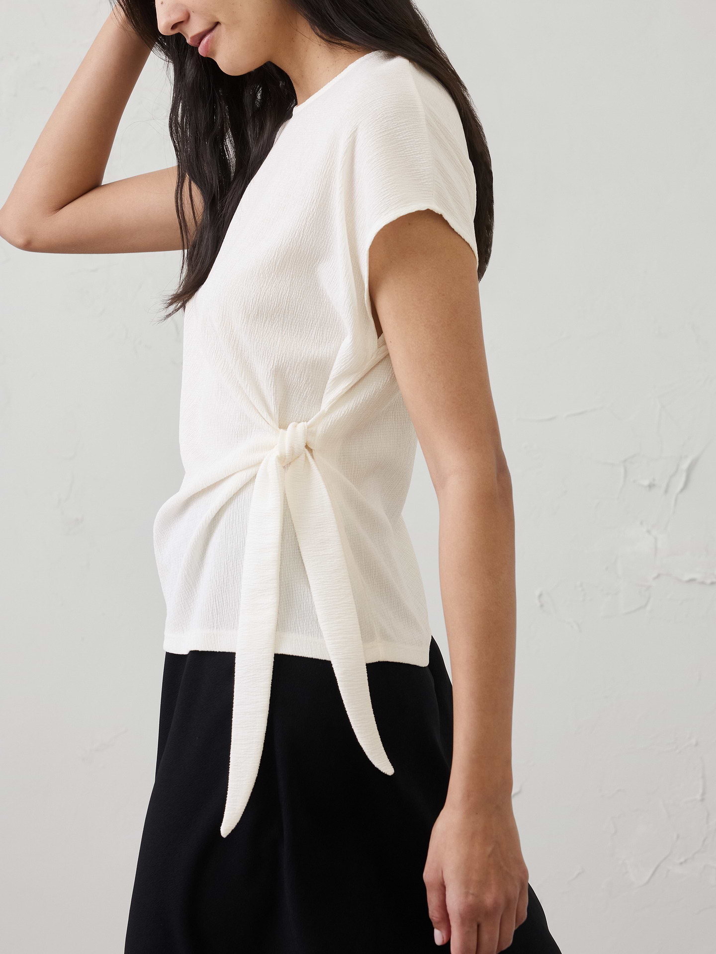Image number 3 showing, Textured Smocked Side-Tie Top