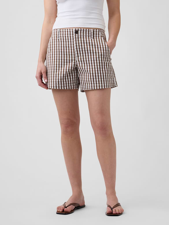 5" Mid Rise Downtown Khaki Shorts