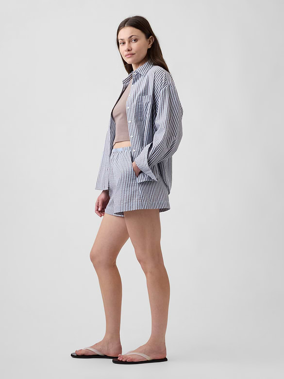 4" Relaxed Pull-On Seersucker Shorts