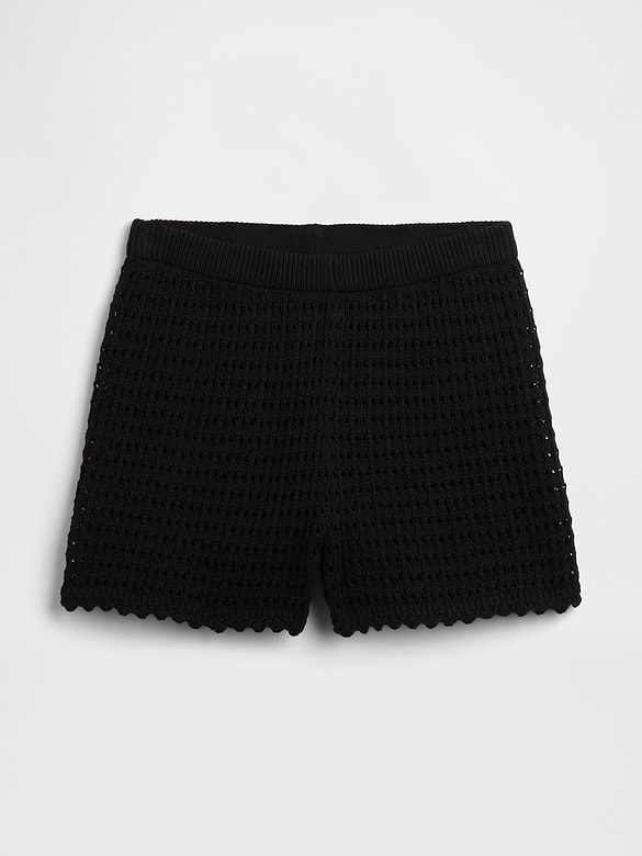 Relaxed Pull-On Crochet Sweater Shorts