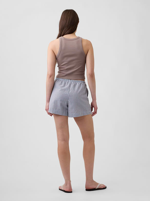 4" Relaxed Pull-On Seersucker Shorts