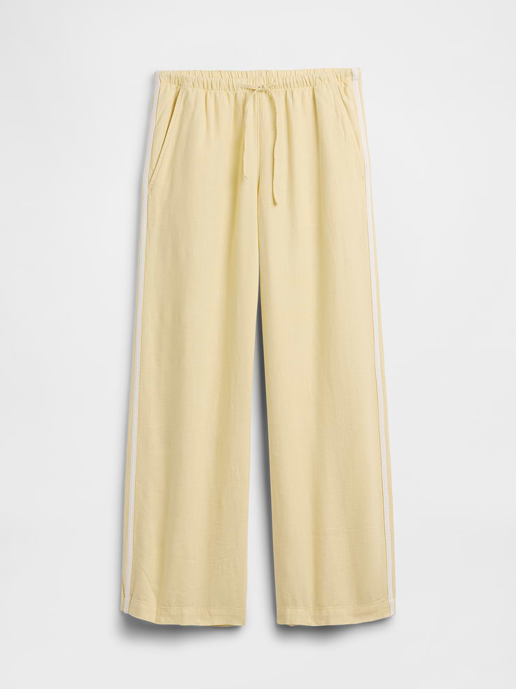 Image 5 of 5, Linen-Blend Stripe Wide-Leg Pants
