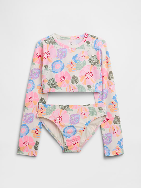 Kids Cropped Swim Print Two-Piece