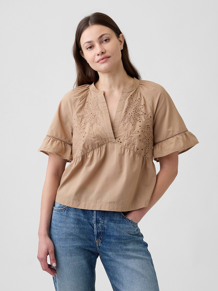 Image number 1 showing, Relaxed Eyelet Top