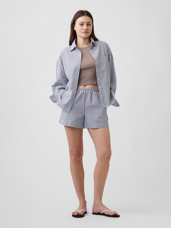4" Relaxed Pull-On Seersucker Shorts