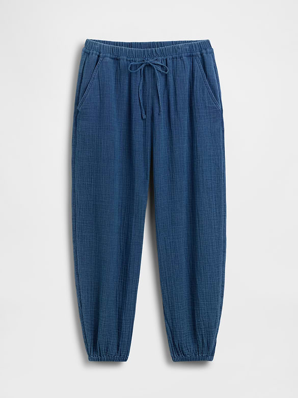 Cotton Gauze Denim Easy Barrel Joggers