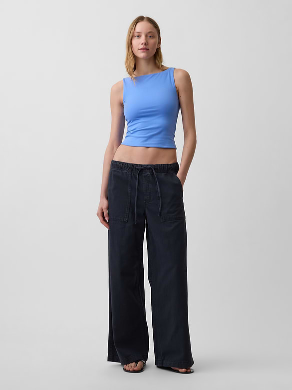 CloseKnit Jersey Boatneck Crop Tank Top