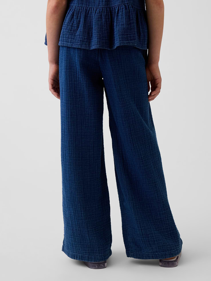 Image number 4 showing, Kids Cotton Gauze Relaxed Wide-Leg Pants