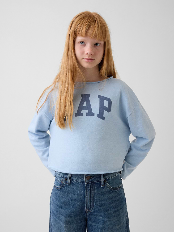 Image number 1 showing, Kids VintageSoft Terry Wide-Neck Logo Sweatshirt