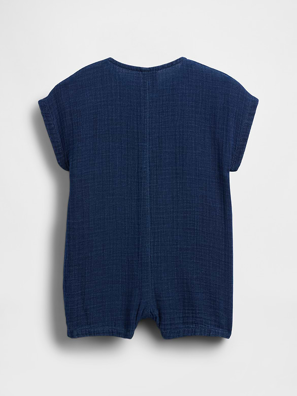 Baby Cotton Gauze Denim Shorty One-Piece