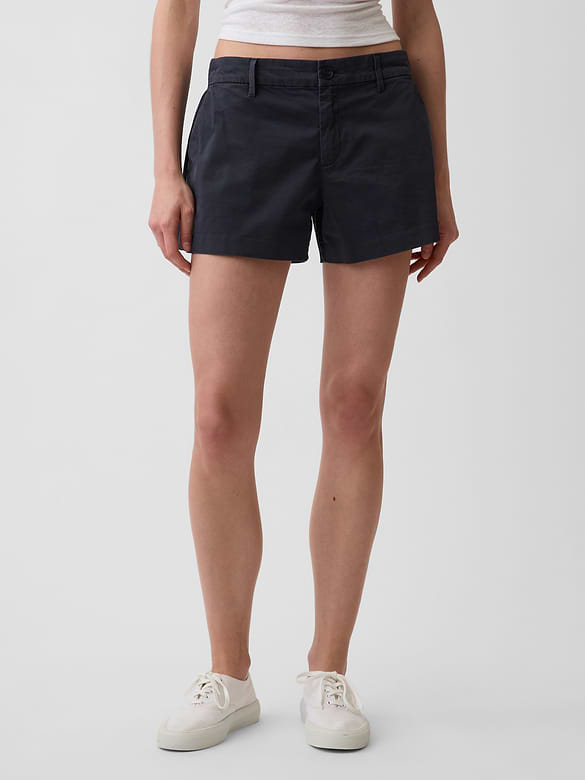 Mid Rise Khaki Shorts