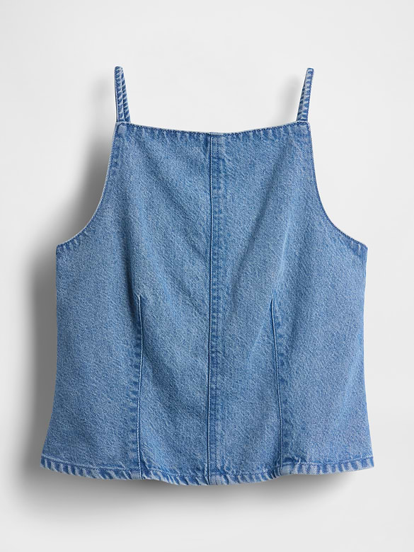 UltraSoft Denim Seamed Square Neck Top