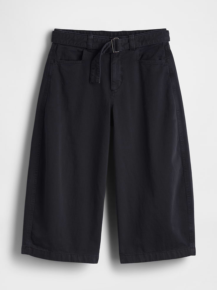 Image number 6 showing, Mid Rise Belted Culotte Barrel Pants