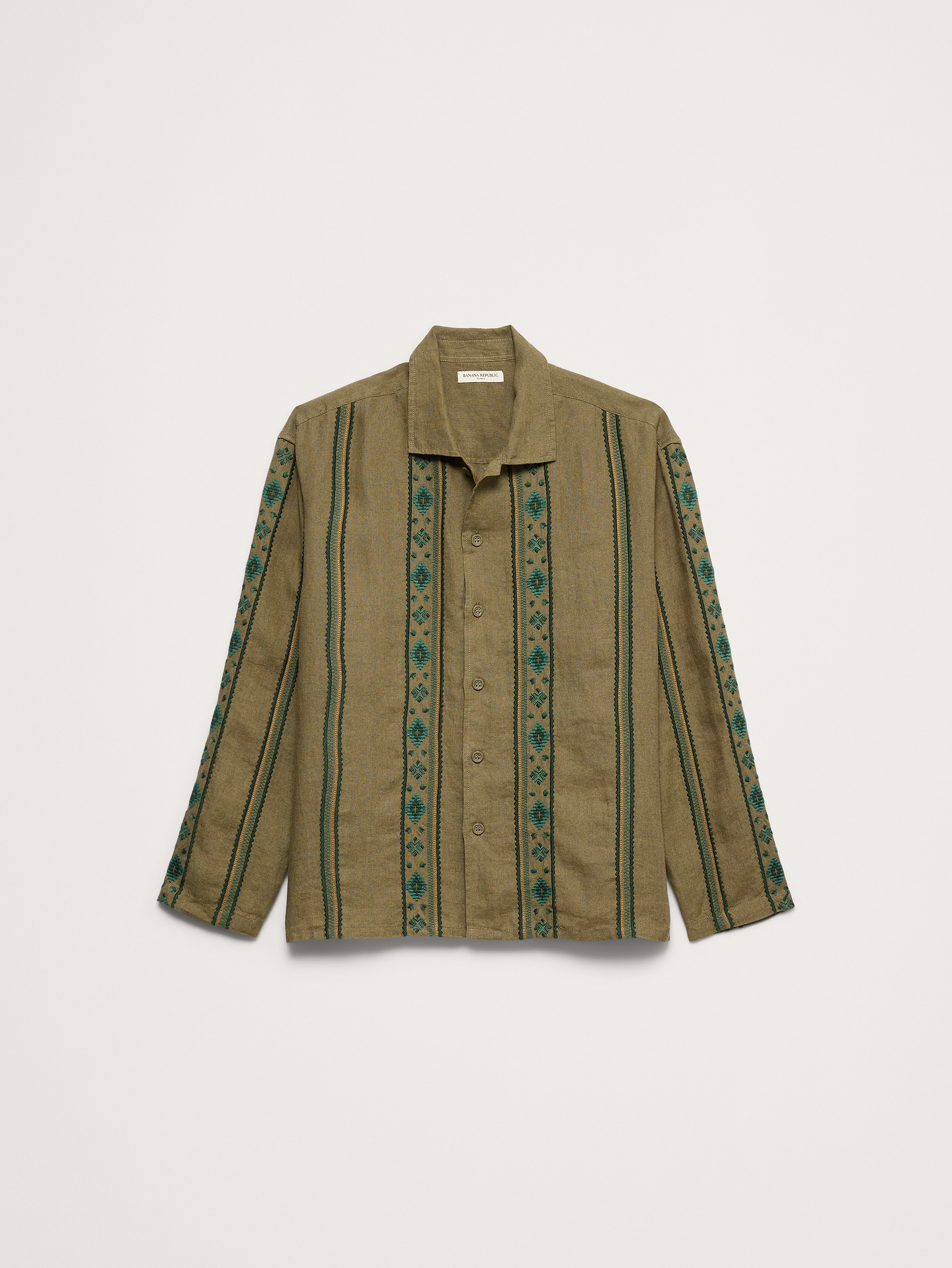 Image number 4 showing, Relaxed-Fit Embroidered Linen Long-Sleeve Resort Shirt