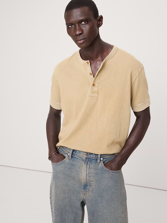 Midweight Cotton Slub Henley T-Shirt