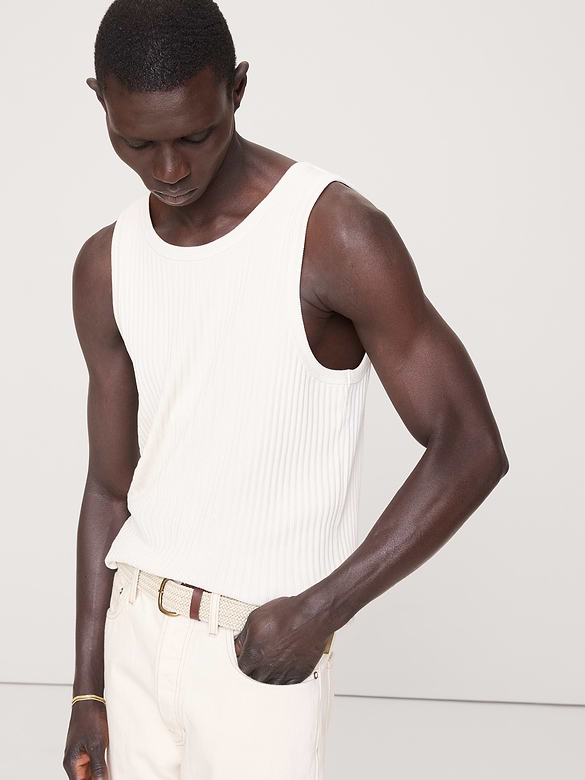 Ribbed Stretch-Cotton Tank