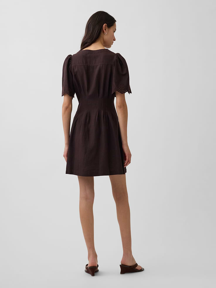 Image number 2 showing, Linen-Blend Cinched Mini Shirtdress