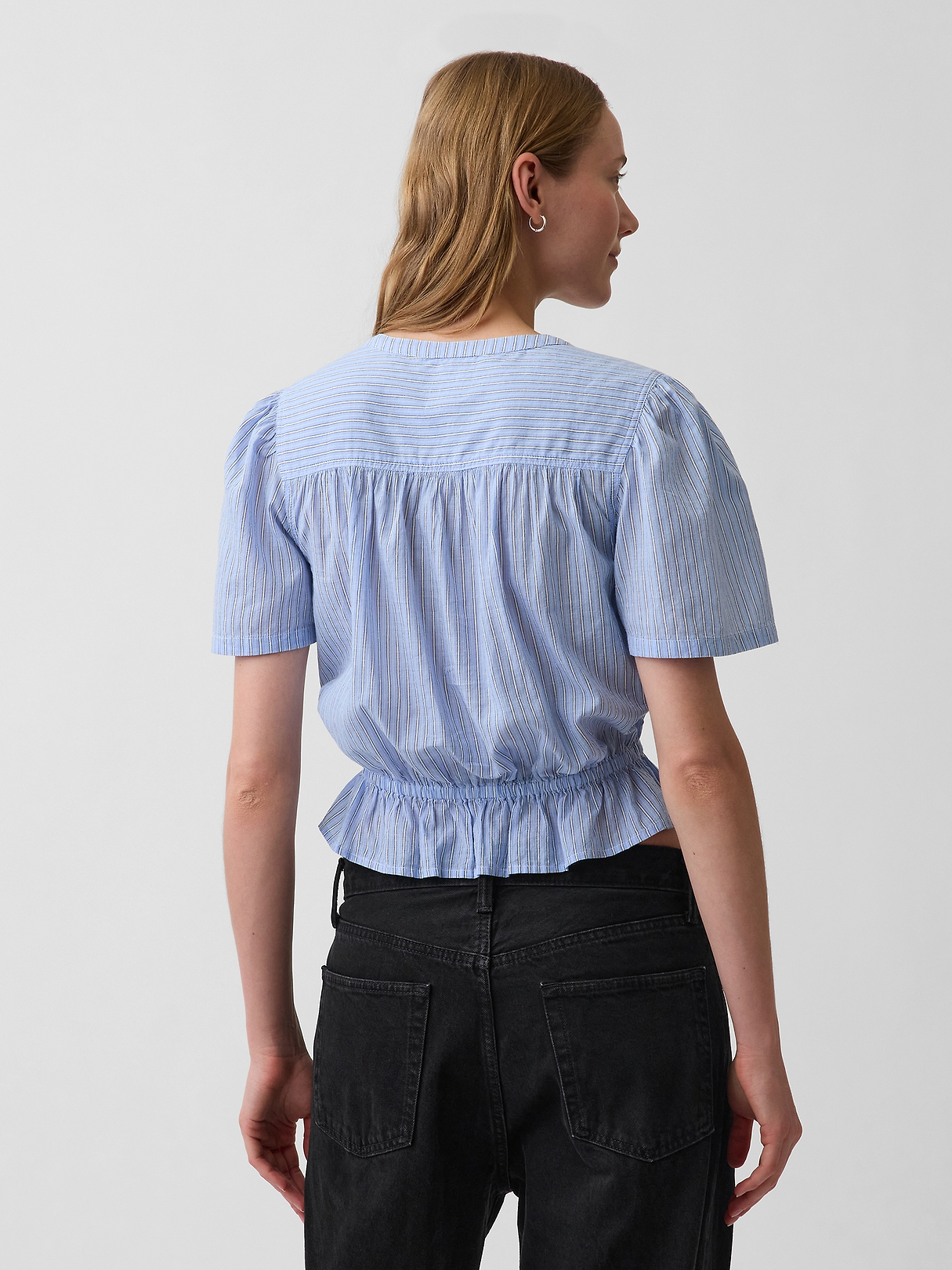 Button-Front Crop Peplum Top | Gap