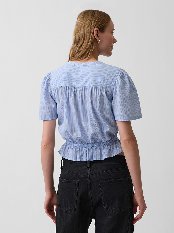 Image number 3 showing, Button-Front Crop Peplum Top