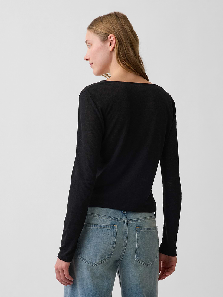 Image number 3 showing, Linen-Blend Tie-Front Cardigan