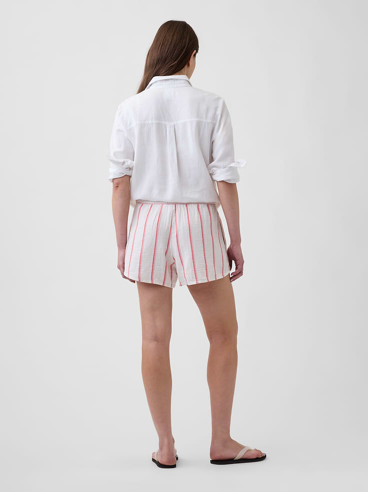 Image number 4 showing, 4" High Rise Relaxed Pull-On Gauze Shorts