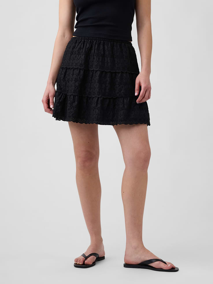 Image number 3 showing, Tiered Eyelet Mini Skirt