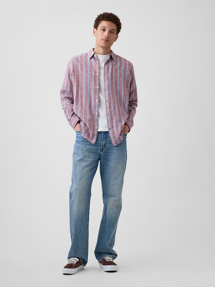 Image number 3 showing, Linen-Blend Shirt in Standard Fit