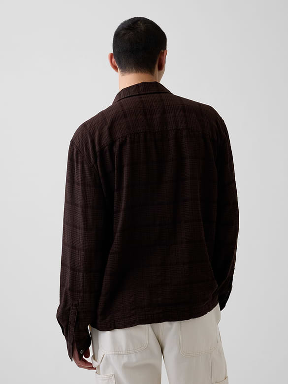 Relaxed Straight-Hem Seersucker Shirt