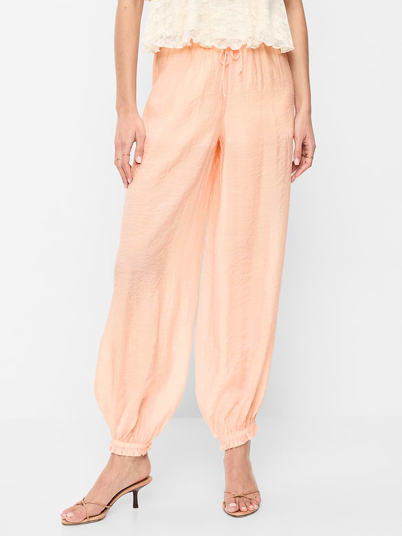 High-Waisted Sheer Chiffon Harem Pants