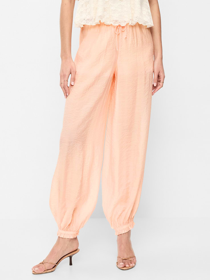 Image number 2 showing, High-Waisted Sheer Chiffon Harem Pants