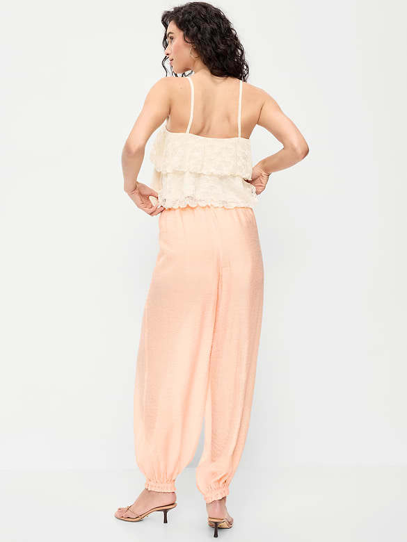 High-Waisted Sheer Chiffon Harem Pants