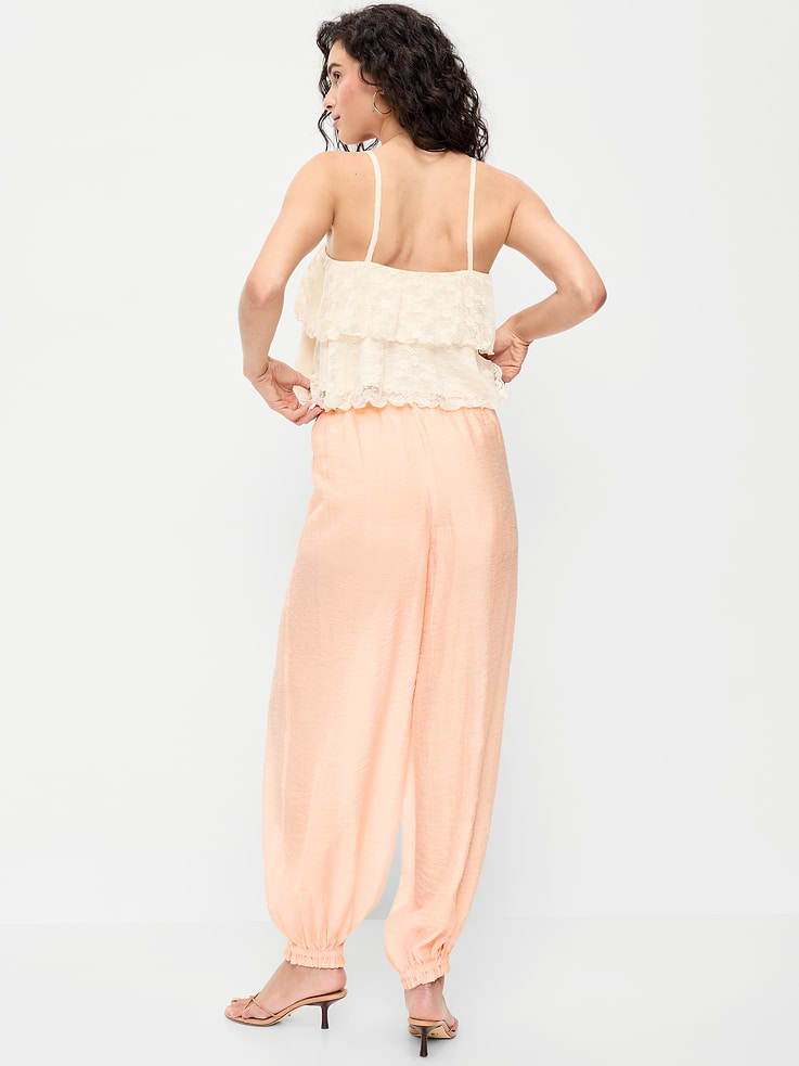 Image number 3 showing, High-Waisted Sheer Chiffon Harem Pants