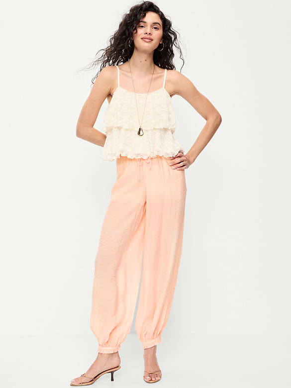 High-Waisted Sheer Chiffon Harem Pants