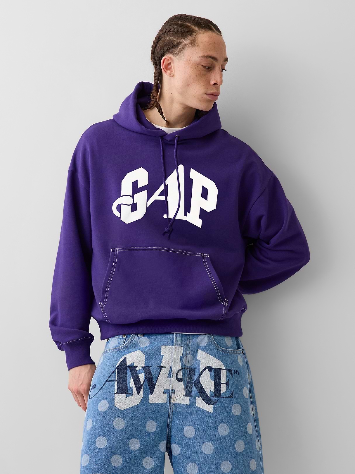 Gap x Awake NY パープル オーバーサイズパーカー L Gap × Awake NY Heavyweight Oversized Logo Hoodie | Gap