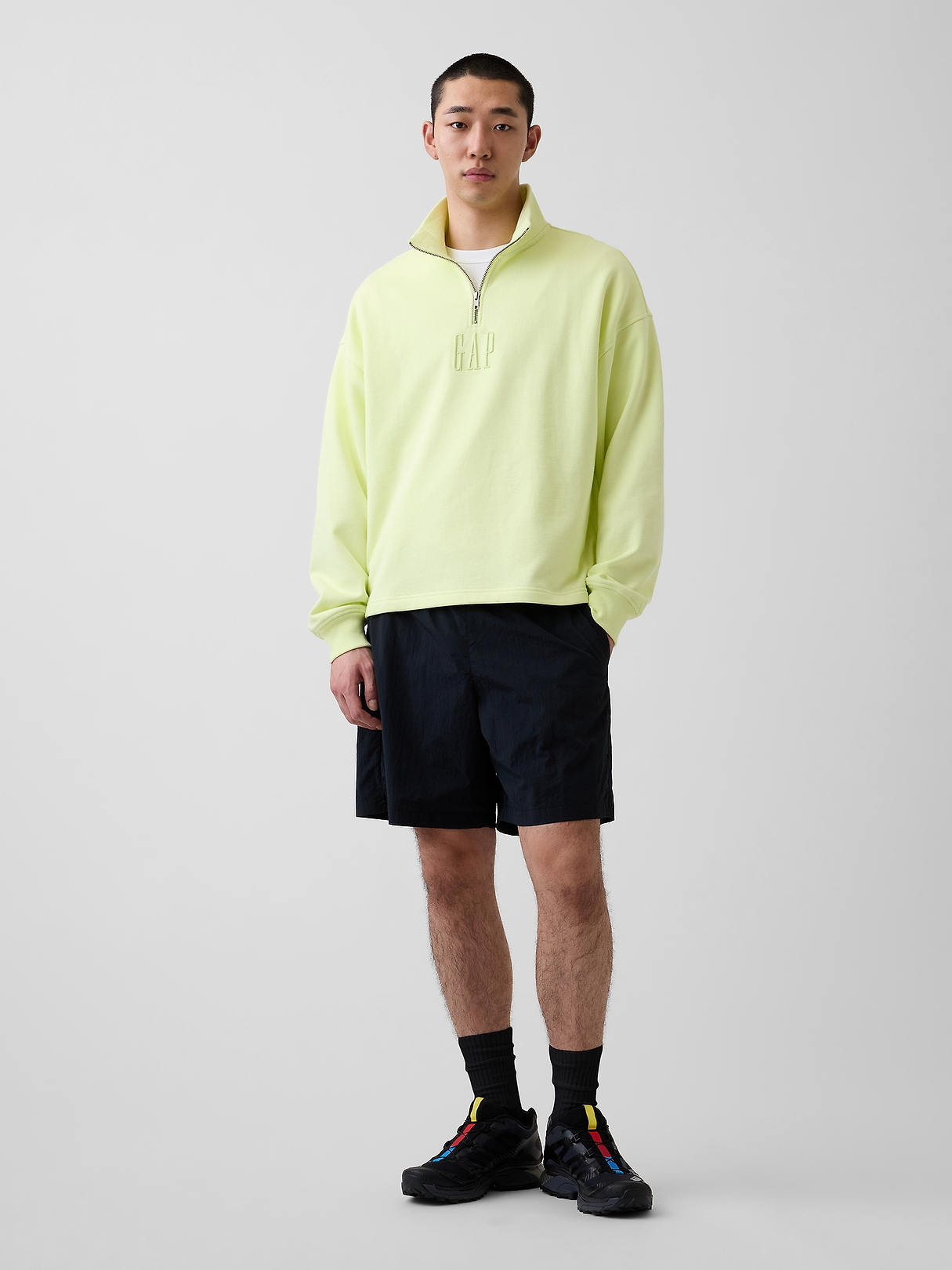Heavyweight Oversized Logo Quarter-Zip Pullover | Gap