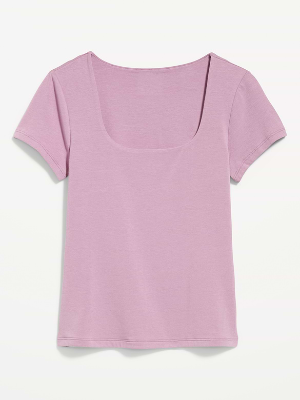 Hug Double-Layer Scoop-Neck Top