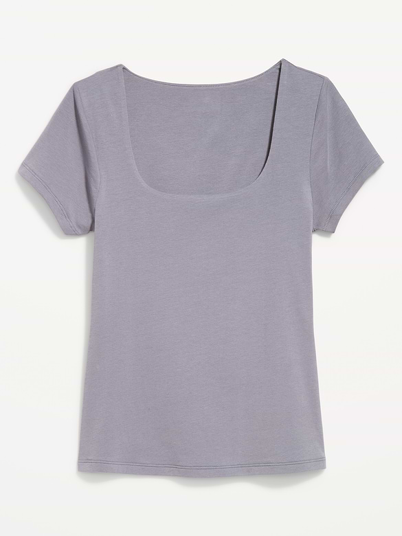 Hug Double-Layer Scoop-Neck Top