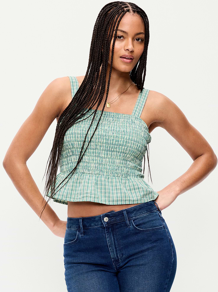 Image number 1 showing, Smocked Peplum Tank Top