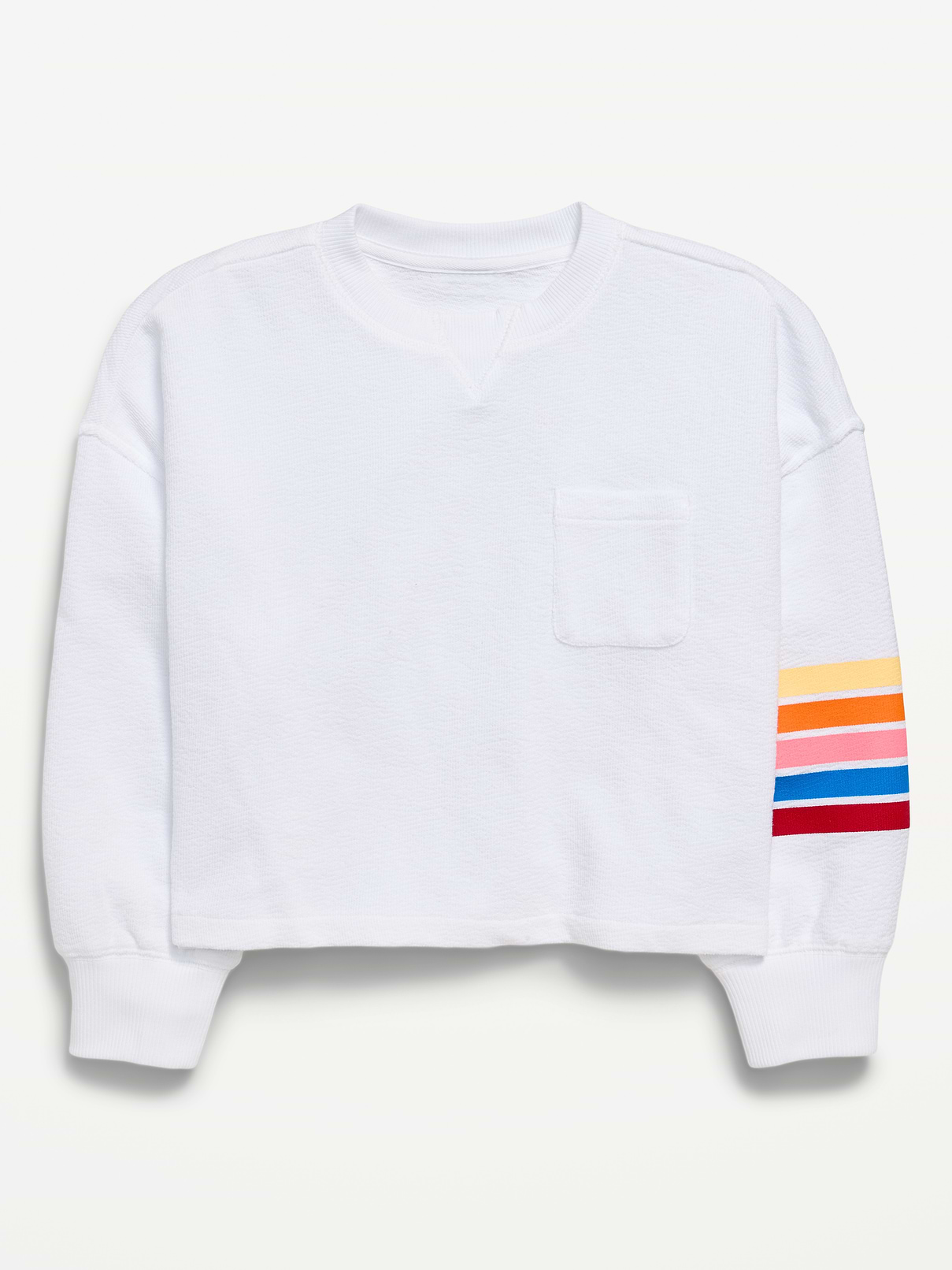 Image number 1 showing, Long-Sleeve Boxy Textured Pocket T-Shirt for Girls