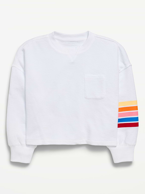 T-shirt droit texturé à poche à manches longues pour fille