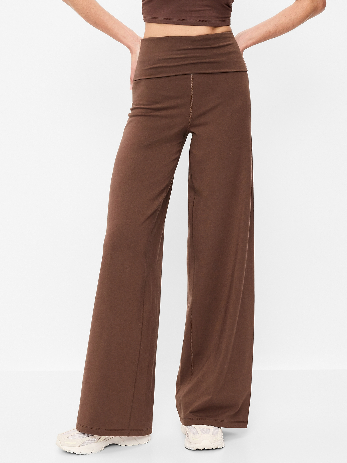 High-Waisted PowerChill Fold-Over Wide-Leg Pants | Old Navy