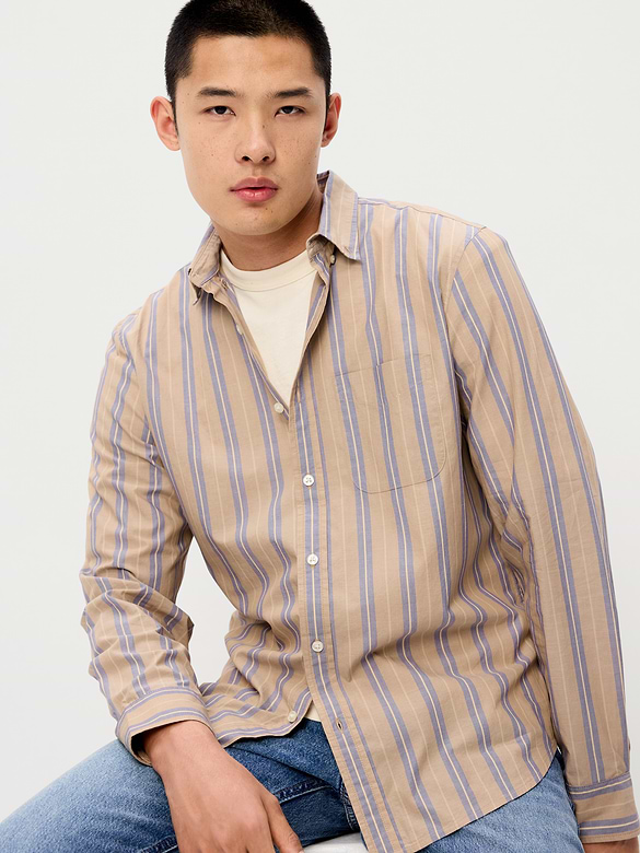 Classic Fit Everyday Striped Poplin Shirt