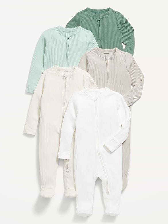 2-Way-Zip Sleep & Play Footed One-Piece 5-Pack for Baby