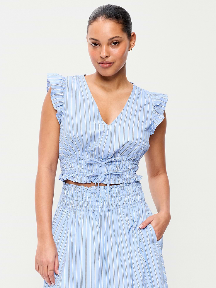 Image number 1 showing, Flutter-Sleeve Poplin Top