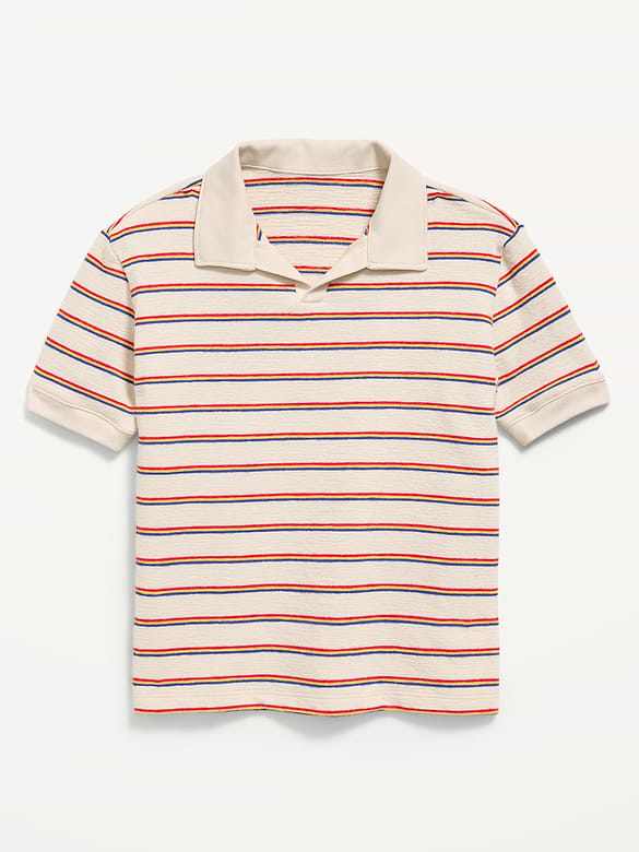 Short-Sleeve Textured-Knit Polo Shirt for Boys