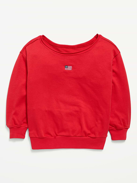 Oversized Off-Shoulder Graphic Tunic Sweatshirt for Girls