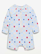 Image number 1 showing, Printed Swim Rashguard Bodysuit for Baby